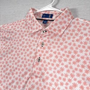 Stitch Golf Polo Shirt Mens L White Cherry Short Sleeve Polyester Spandex